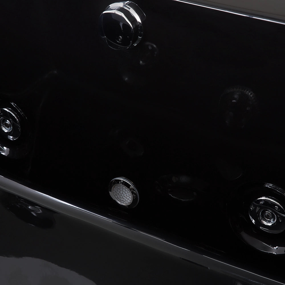 Vasca da bagno in acrilico Nero 183 x 90 cm getti massaggianti per la versione sinistra Luci a LED per poggiatesta
