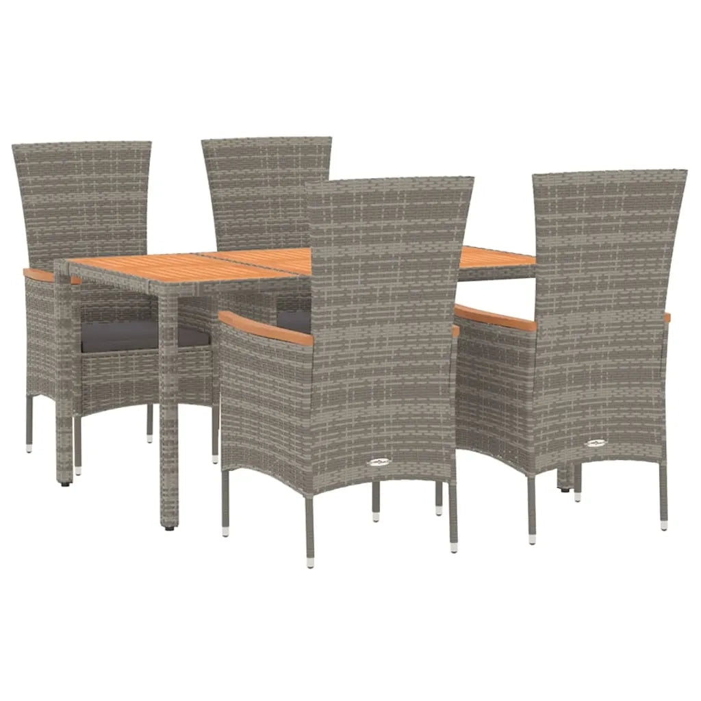 Set da Pranzo da Giardino 5 pz con Cuscini in Polyrattan Grigio 3157538