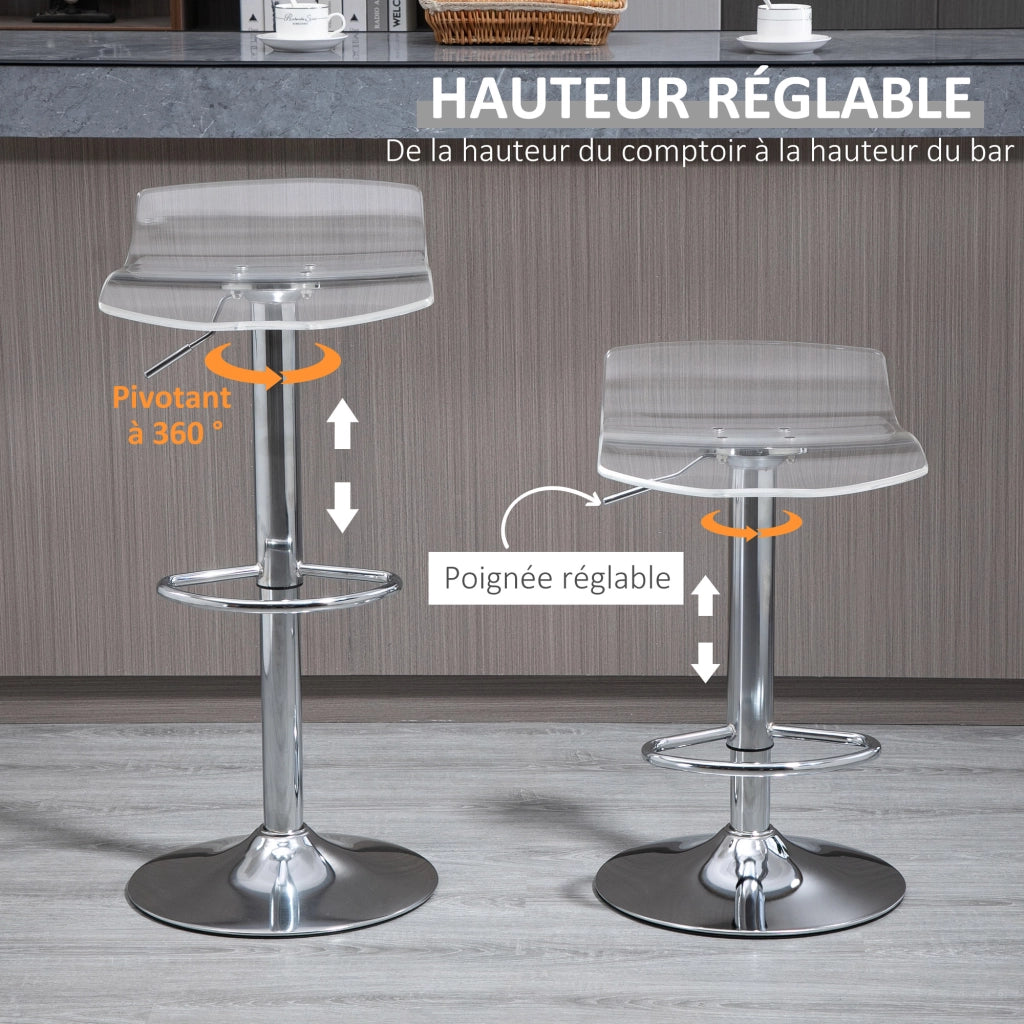 Sgabelli da bar design contemporaneo ¨C zephmum ¨C 2 pezzi, trasparente, altezza regolabile