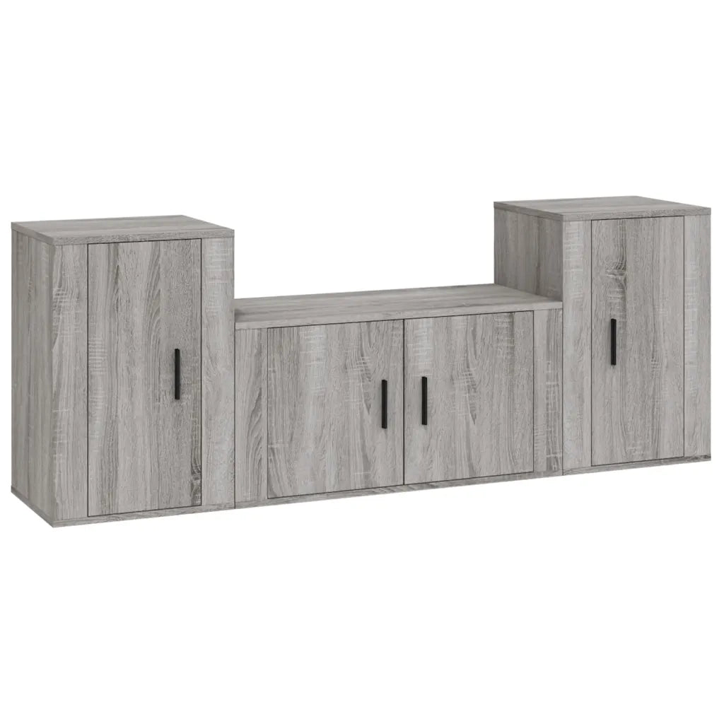 Set Mobili Porta TV 3 pz | Armadietto TV | Mobile Porta TV Grigio Sonoma in Legno Multistrato