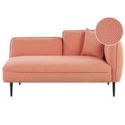 Chaise longue Destra in poliestere rosa pesca con cuscino e gambe metallo da salotto