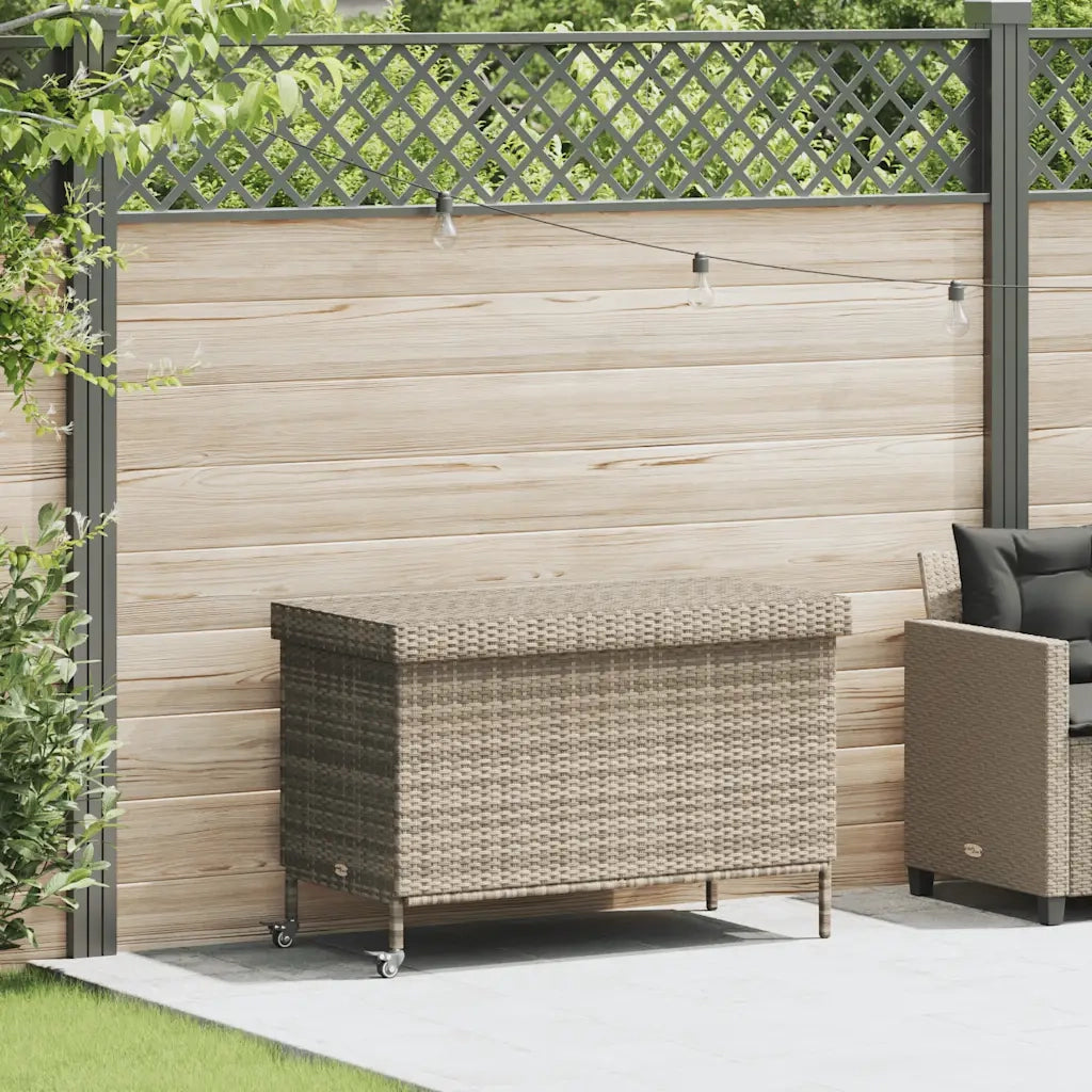 Contenitore da Giardino con Ruote Grigio Chiaro Polyrattan CFW7069978