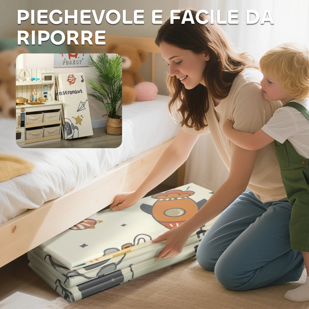 Tappeto Gioco Bambini Tema Spazio ¨C Xylo ¨C XPE Impermeabile 196x176x1.5cm Multicolore