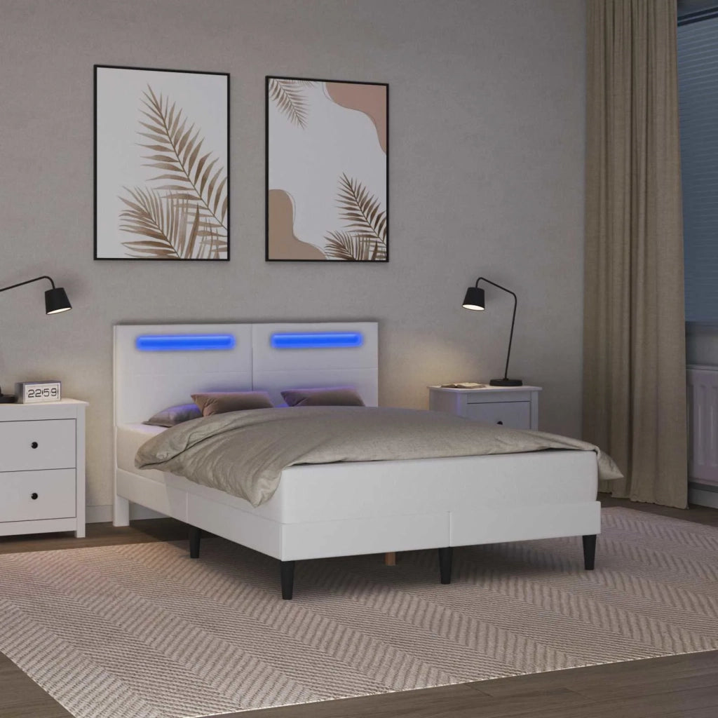 Struttura del letto con testiera Bianco 140 x 190 cm Similpelle