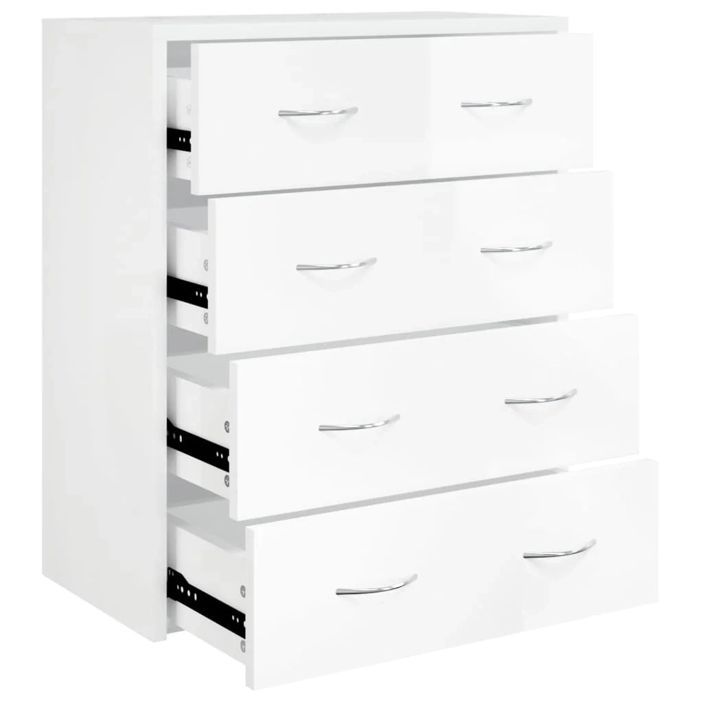 Buffet credenza cassettiera mobiletto mobile contenitore organizer per cucina soggiorno salotto con 4 cassetti 60 x 30,5 x 71 cm bianco lucido 02_0029750