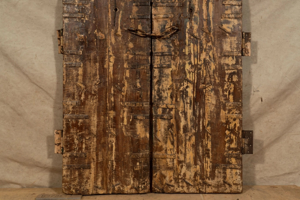 Biscottini Porta portone in legno massello e ferro da interno o da esterno vecchia e antica medievale scorrevole