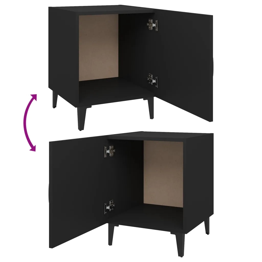 Comodini 2 pz-Set di 2 Tavolino da notte Neri in Legno Multistrato 635700