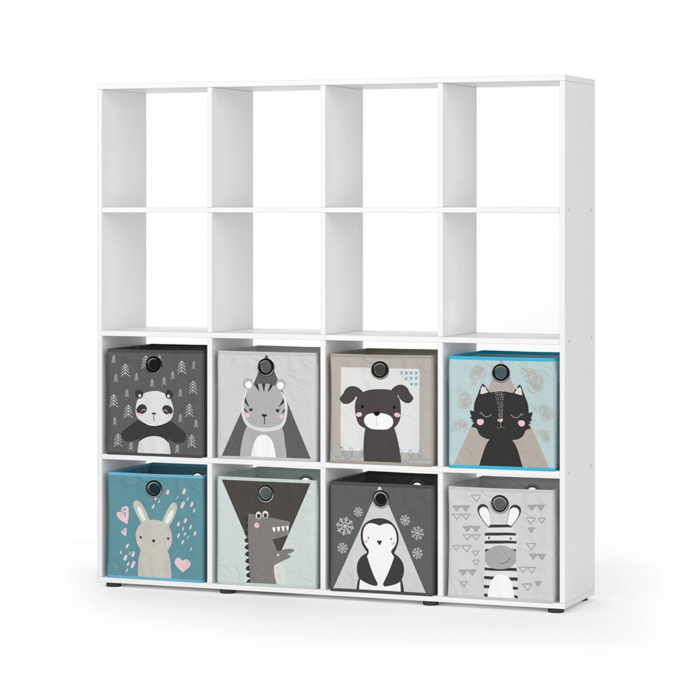 Vicco Libreria bambini Bianco 138.5 x 142.5 cm con 8 scatole pieghevoli