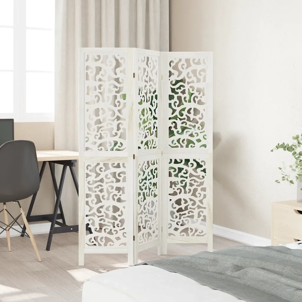 Divisorio Ambienti | Divider per stanze | Paravento 3Pannelli Bianco Legno Massello di Paulownia