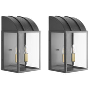 Set di 2 lampade da parete per esterni in metallo nero, stile tradizionale, per porta d'ingresso e veranda