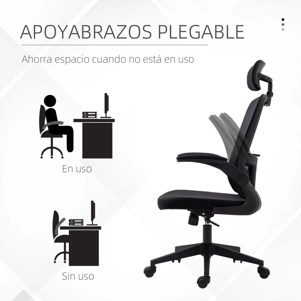 Sedia da ufficio con rete ¨C zephmum ¨C nera, 65x64x114-122 cm
