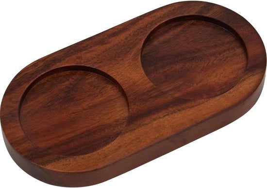 Dienblad in legno di acacia con contenitore per macinacipri e contenitore per macinapepe - Supporto per macinacipri e macinapepe - Accessori per sostenere macinacipri e macinapepe in cucina - Decorazione per la casa .