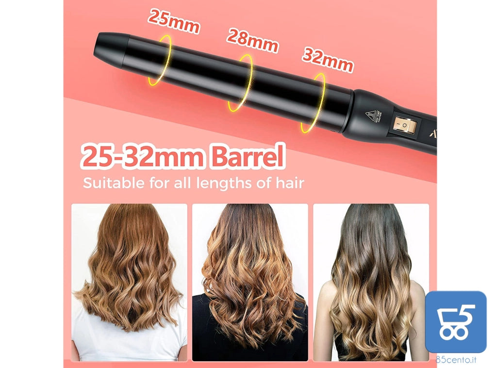 Arricciacapelli Atmoko Professionale  Guanto + Pinza - 25 28 32 mm conico pinze bigodino ferro 200 ℃ 220V  65W