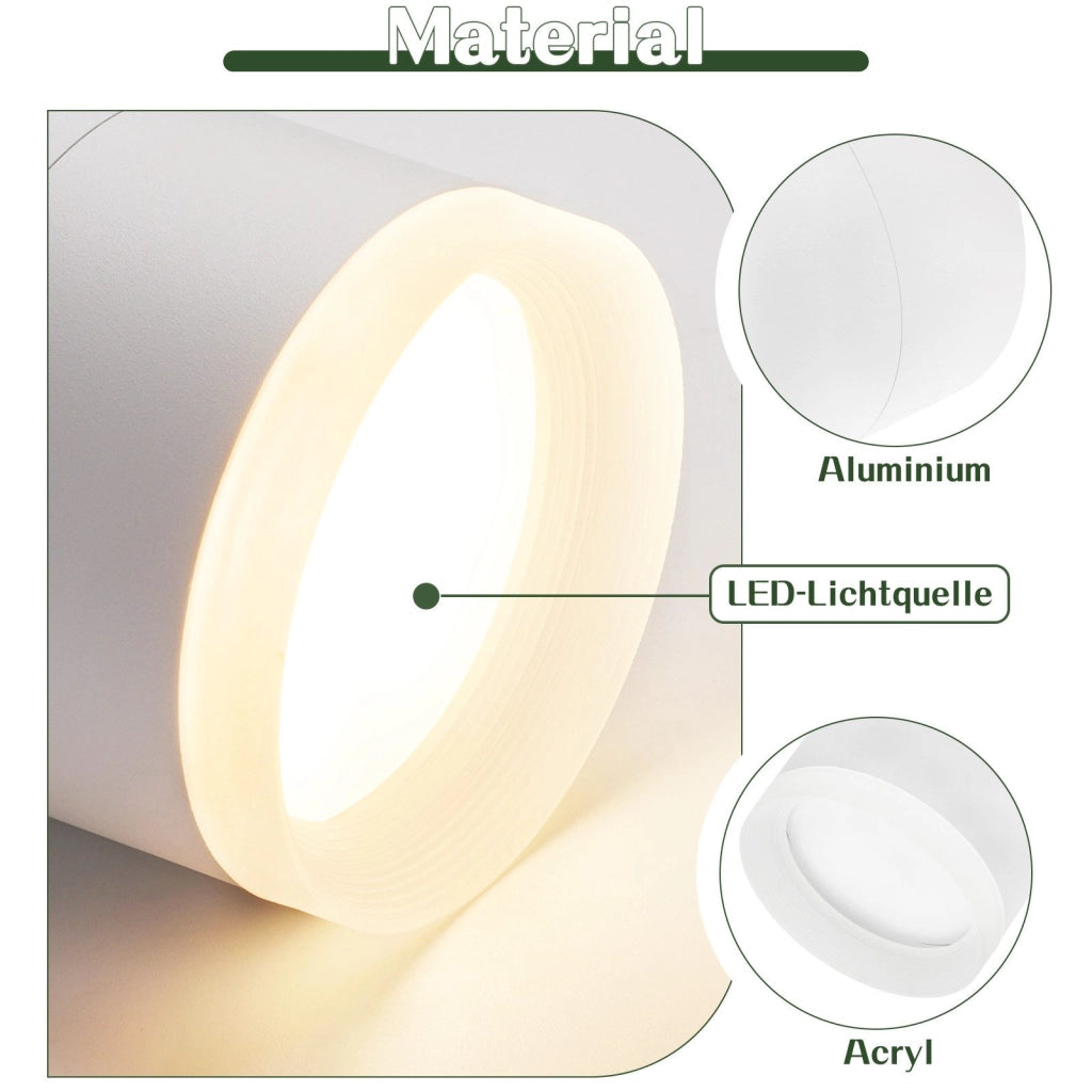ZMH Faretto da soffitto LED bianchi rotondi da superficie 5W acrilico piccoli