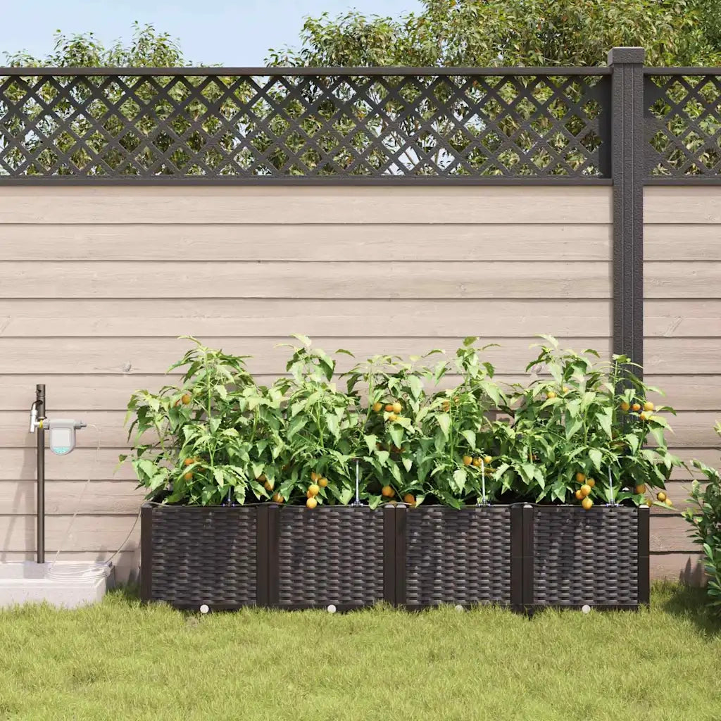 Vaso da giardino 4 pcs Marrone Plastica 42002824