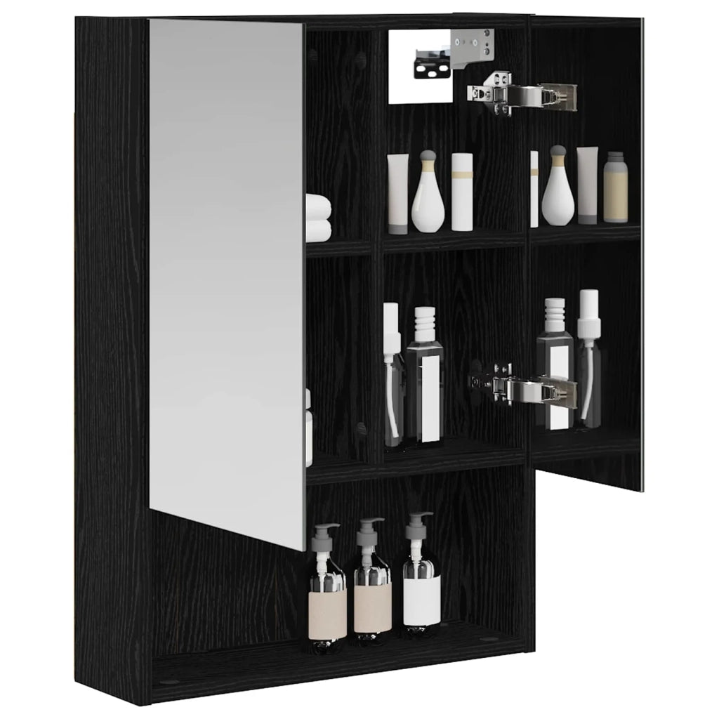 Mobiletto per specchio da bagno Rovere Nero 50 x 14,5 x 70 cm 889200