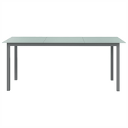 Tavolo da Giardino Grigio Chiaro 190x90x74cm Alluminio e Vetro 312205