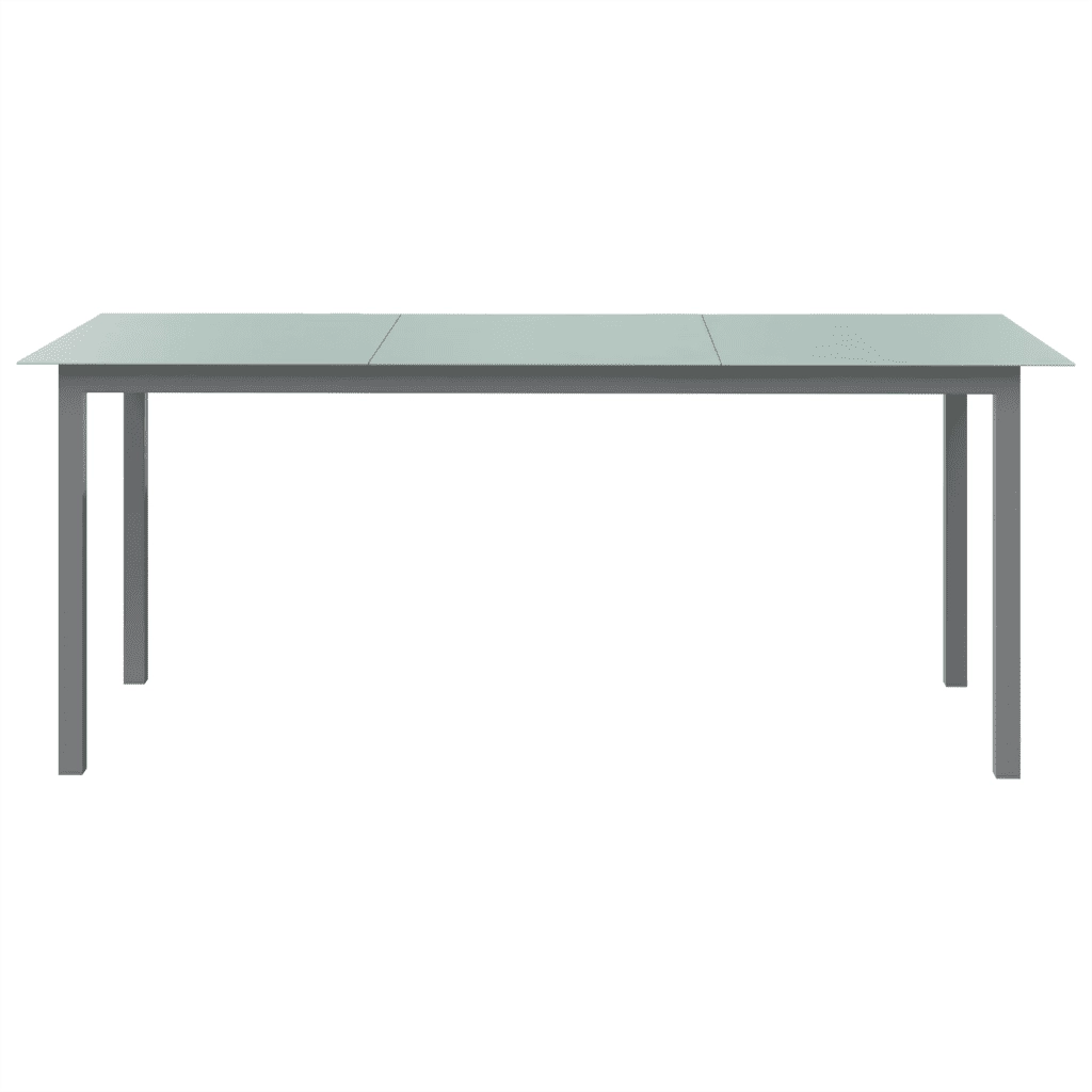 Tavolo da Giardino Grigio Chiaro 190x90x74cm Alluminio e Vetro 312205
