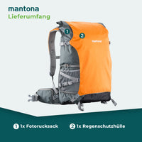 Mantona elementsPro 50 Zaino per fotocamera - Zaino professionale per fotocamera outdoor con scomparti interni personalizzabili, ampio spazio per 2 fotocamere e accessori, laptop fino a 15 pollici