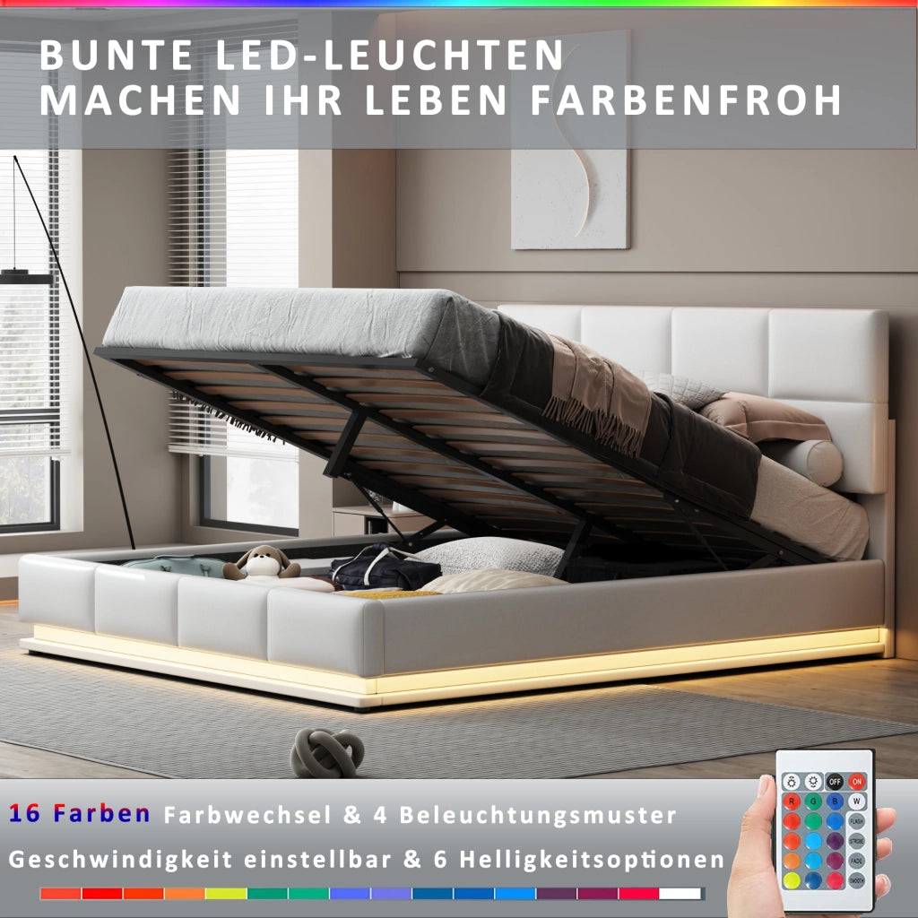 letto imbottito ecopelle bianco 180 x 200 cm
