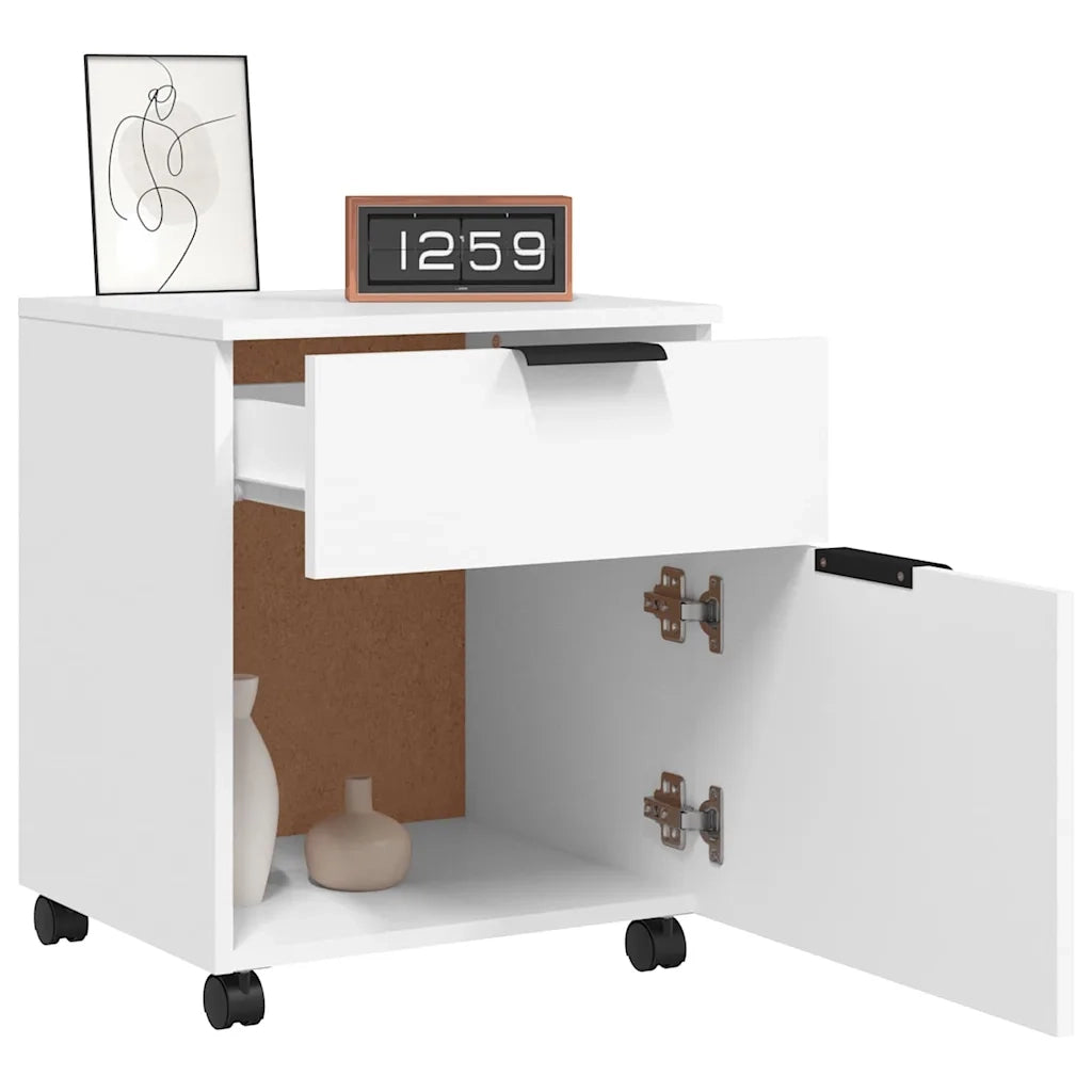 Schedario con Ruote Bianco 45x38x54 cm Legno Multistrato CFW6207251