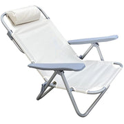 Trade Shop - Sedia Sdraio Spiaggina Mare Reclinabile In Ferro Cuscino Crema Campeggio Giardino 046039 -