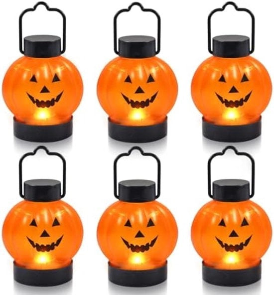 Set di 6 lanterne LED con facce diverse - decorazione di Halloween
