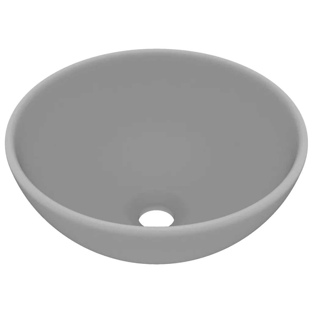 Lavandino Lusso Rotondo Grigio Chiaro Opaco 32,5x14 cm Ceramica cod mxl 45000