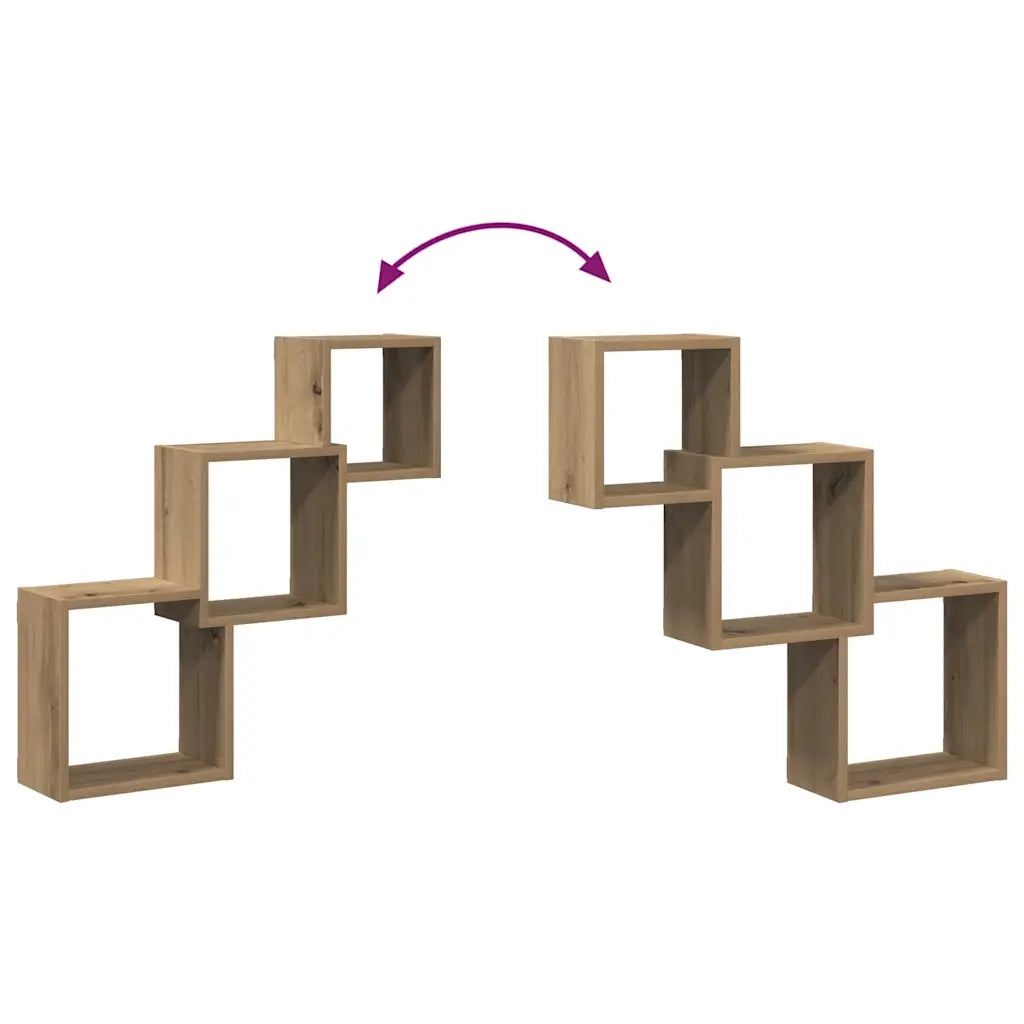 vidaXL Mensole a Cubo Parete Artigianale 68x15x68 cm Legno Multistrato