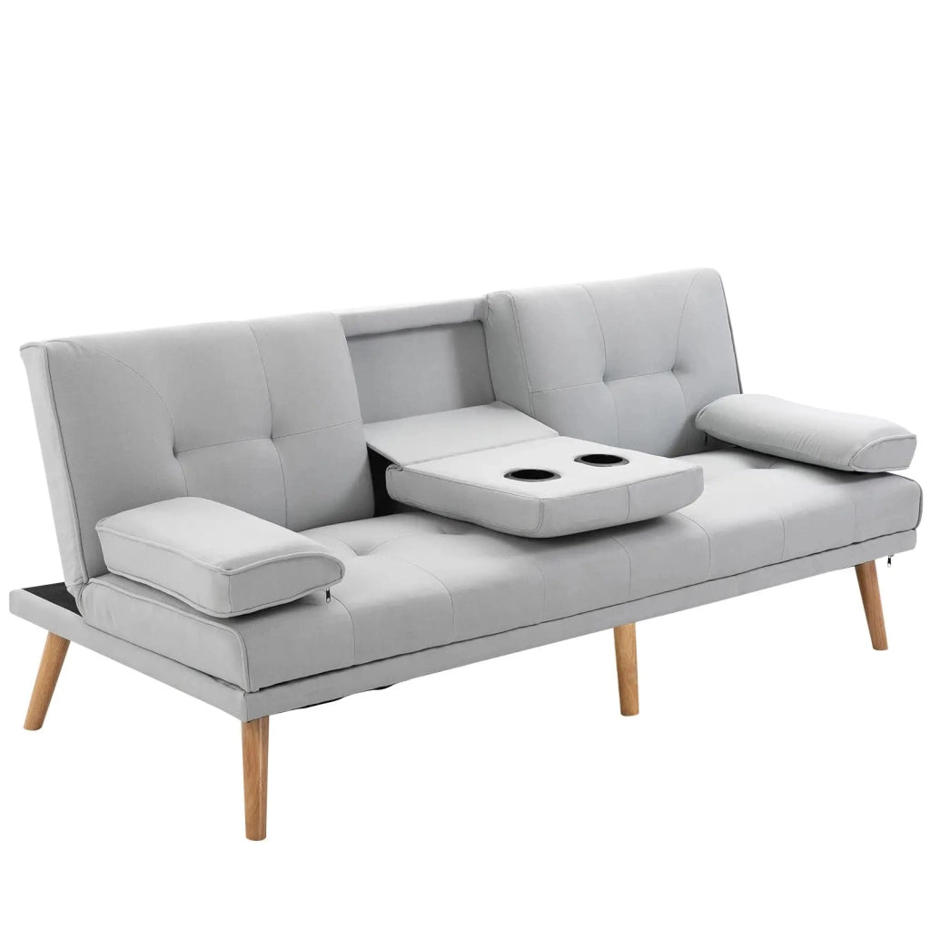 Divano letto, comodo divano letto, 3 posti, divano letto, lino, grigio chiaro, 181x77x72cm