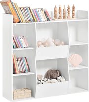 Libreria Montessoriana per Bambini - Scaffale Portagiochi con 8 Scomparti Aperti - Libreria da Terra per Cameretta 106x30x104 cm Bianco KMB55-W