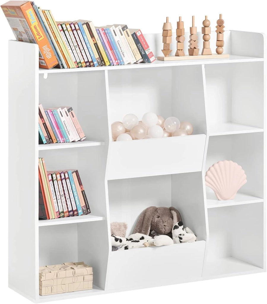 Libreria Montessoriana per Bambini - Scaffale Portagiochi con 8 Scomparti Aperti - Libreria da Terra per Cameretta 106x30x104 cm Bianco KMB55-W
