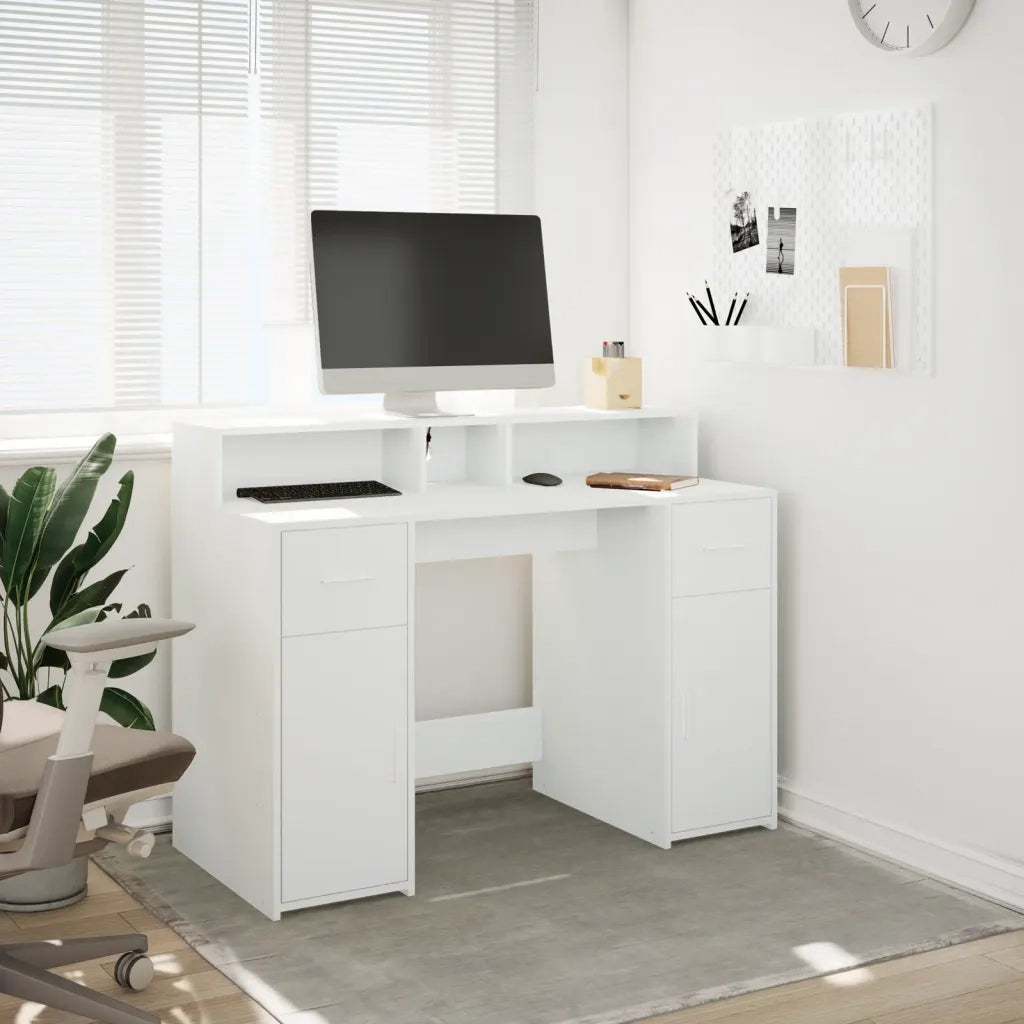 Scrivania con Luci LED Bianca 120x55x91 cm in Truciolato 3309411