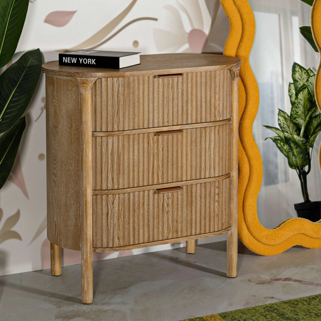 Fama, Cassettiera 3 Cassetti, 81x47x82h cm Marrone Ciliegio