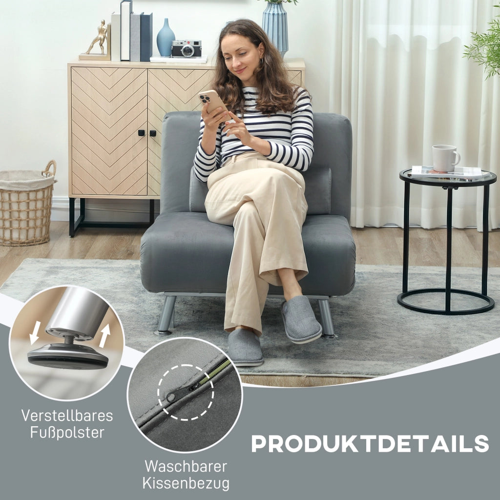 Poltrona letto imbottita reclinabile ¨C zephmum ¨C 75x70x75 cm grigio velluto