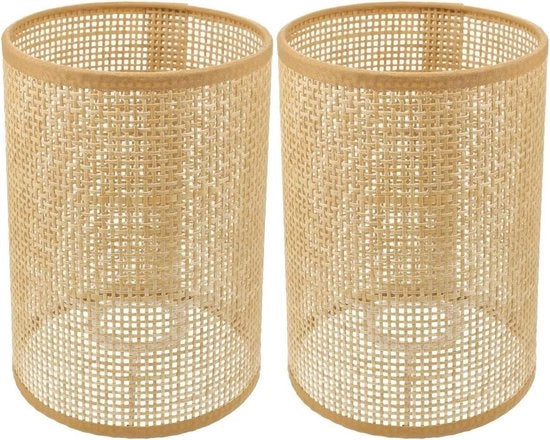 Sostituzione lampada a tamburo in rotan - Cilindro di copertura naturale intrecciato - Per lampada da tavolo e lampada da soffitto - E27/E14 lampada a tamburo di zecca