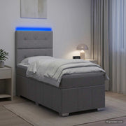 Letto Box Spring LED con Materasso Grigio Chiaro 80 x 200 cm 3455472