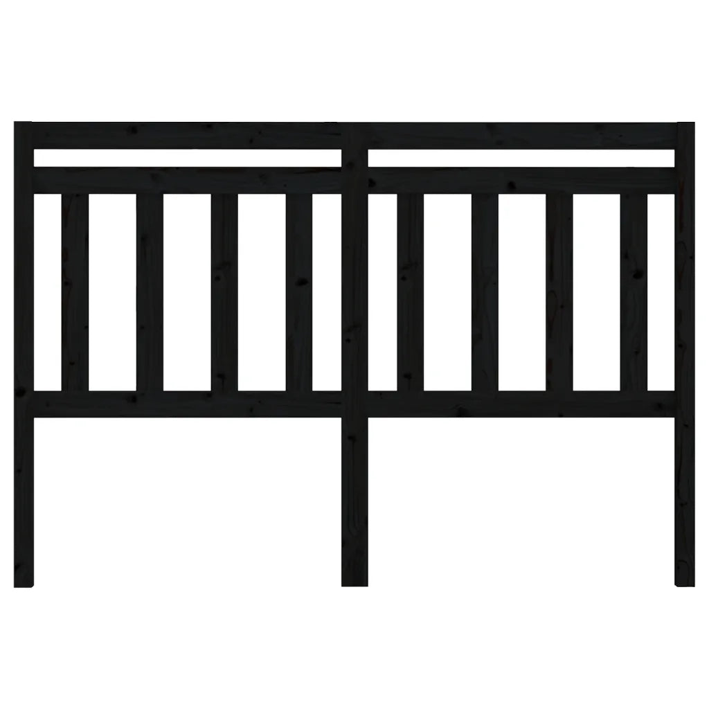 Testiera per Letto Nera 126x4x100 cm in Legno Massello di Pino 814088