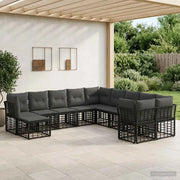 Set di divani da esterno 11 pcs Nero e Grigio scuro Poliestere 3437625
