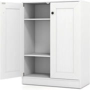 Credenza Cucina con 2 Ante, Mobile Cucina Dispensa con 2 Ripiani Regolabili e Kit Antiribaltamento, Mobiletto per Soggiorno, Sala da Pranzo, Camera da Letto, Ingresso, 60x30x80cm (Bianco)