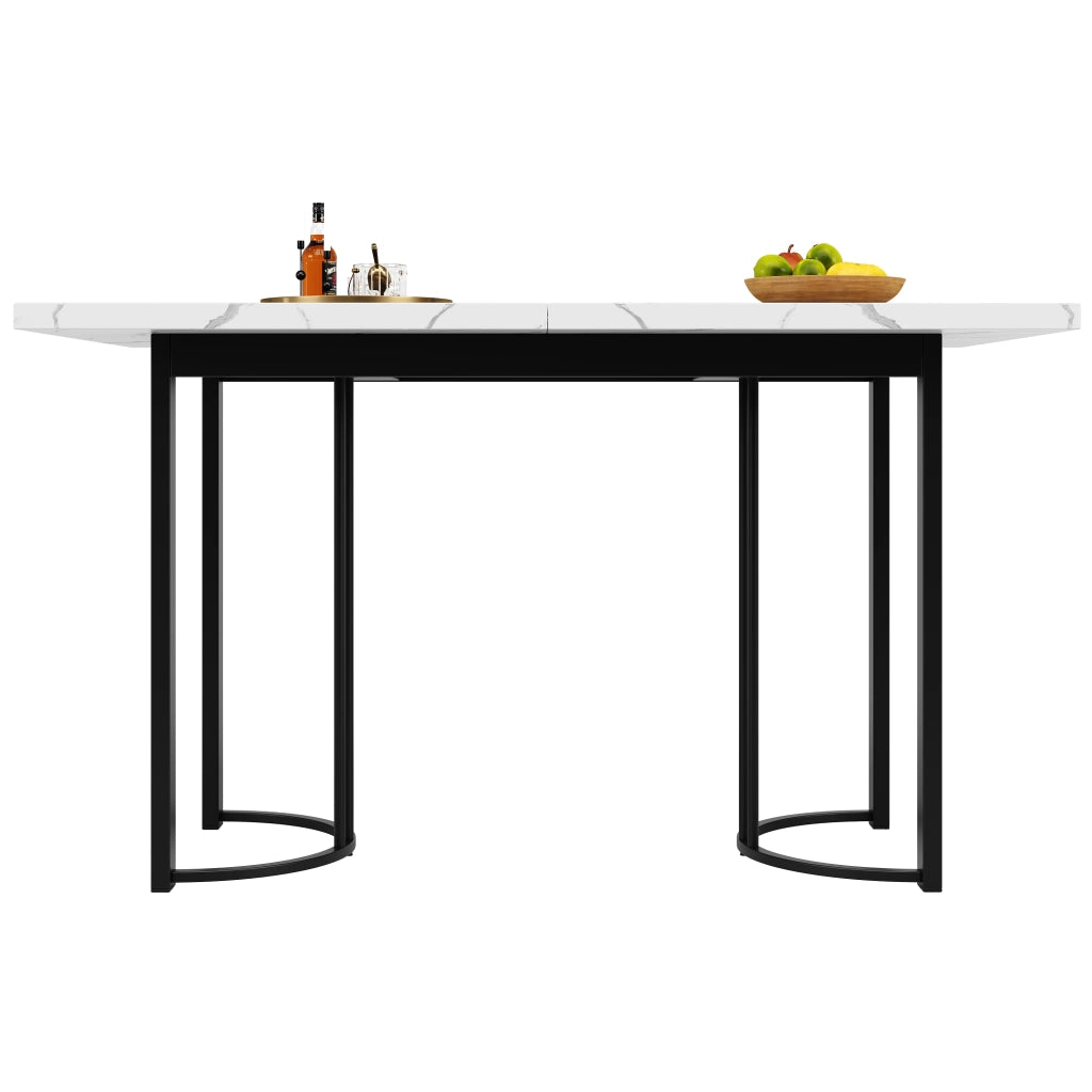 Tavolo allungabile da pranzo rettangolare con piano in MDF e gambe in metallo, per cucina e soggiorno, nero e bianco