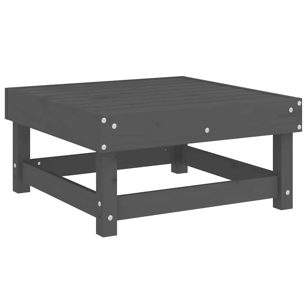 Poggiapiedi da Giardino con Cuscino Legno Massello Pino Grigio CFW3822179