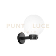 APPLIQUE POLLY SFERA BIANCA MONTATURA NERA 1 LUCE ATTACCO E27 IP44 20X24CM