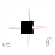 Applique Lampada LED da Muro Quadrato 4X1W 4000K Carcassa Nera IP65 Illuminazione 4 Lati SKU-8212