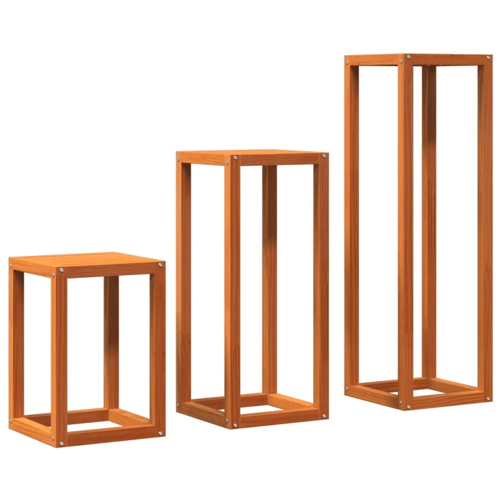 Supporti per piante | Sostegno per piante 3 pz Marrone Cera in Legno Massello di Pino