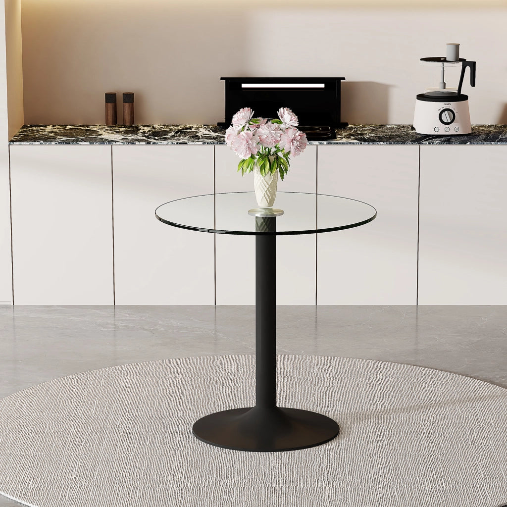 Tavolo da Bar Rotondo ¨C MINIMAL ¨C Piano in Vetro Temperato, ?89x92 cm