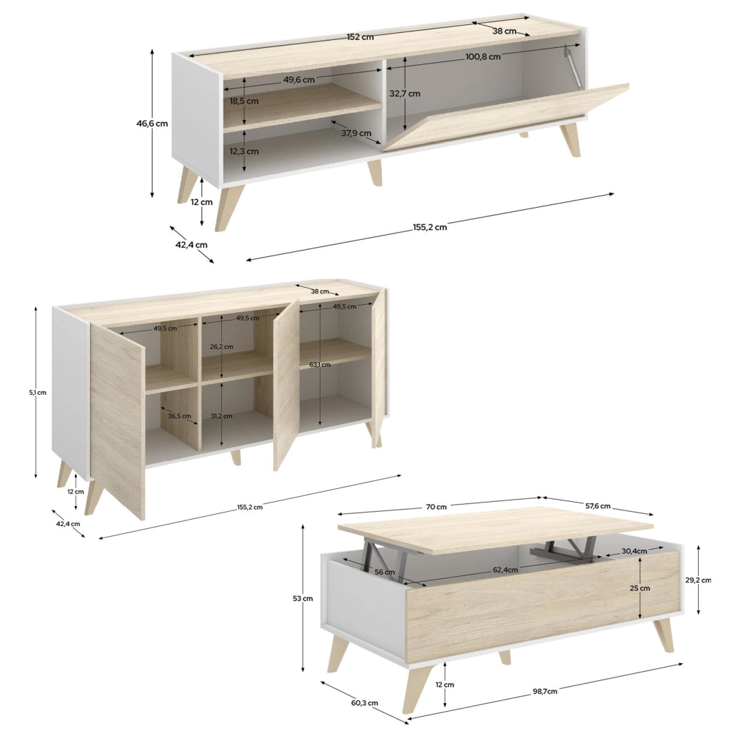 Tellur, set Mobili da Soggiorno Cassetti, Marrone Rovere
