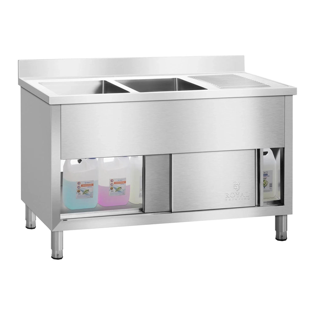 Lavello doppio in acciaio inox 140 cm modello professionale 14_0005012