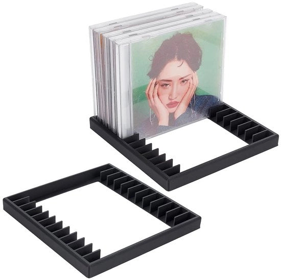 Supporto per Cassetta 2 Pezzi - Organizzatore di Archiviazione - Scatola in Plastica - Nero - Per 24 Casette - Dimensioni 158x154x14mm