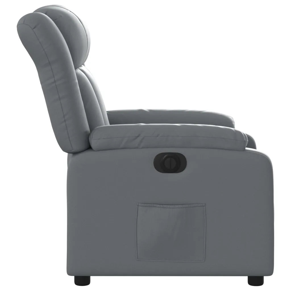 Poltrona Reclinabile Elettrica Grigia in Similpelle 3205253